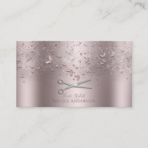 Tarjeta De Visita Mariposas de oro rosa Tijeras de plata Estilista