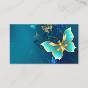 Tarjeta De Visita Mariposas doradas sobre fondo azul