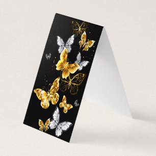 Tarjeta De Visita Mariposas doradas y blancas
