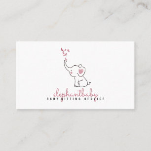 Tarjeta De Visita Mariposas Elefante Rosadas