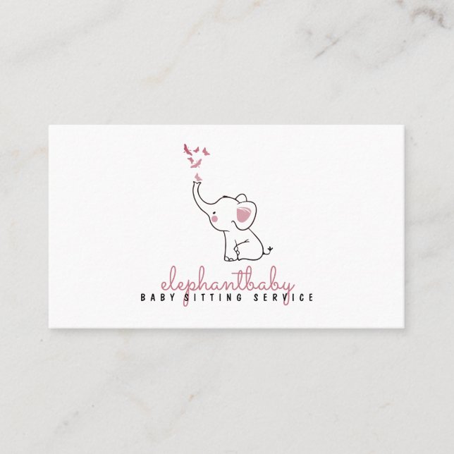 Tarjeta De Visita Mariposas Elefante Rosadas (Anverso)