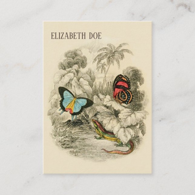 Tarjeta De Visita Mariposas en bosque tropical - Escritora natural (Anverso)
