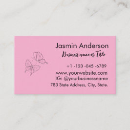 Tarjeta De Visita Mariposas Minimalistas Modernas Elegantes