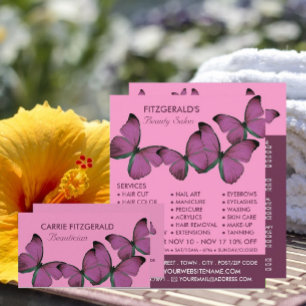 Tarjeta De Visita Mariposas moradas, Beauticist, Salón de belleza