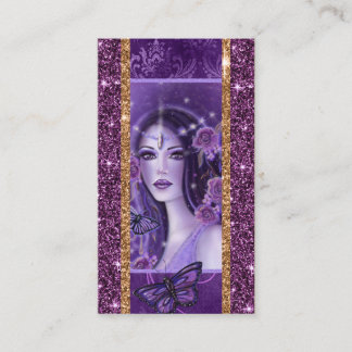 Tarjeta De Visita Mariposas moradas de diosa arte por Renee Lavoie