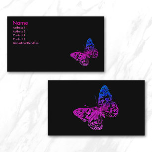 Tarjeta De Visita Mariposas Negras Ombre Pequeñas Coloridas