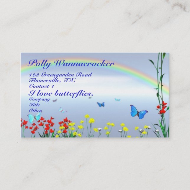Tarjeta De Visita Mariposas que cultivan un huerto (Anverso)