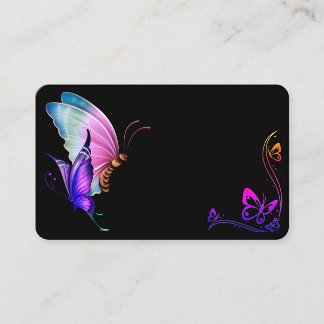 Tarjeta De Visita Mariposas vibrantes y mariposa de borde con cinta  (Anverso)