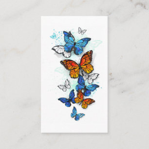 Tarjeta De Visita Mariposas voladoras Morpho y Monarca