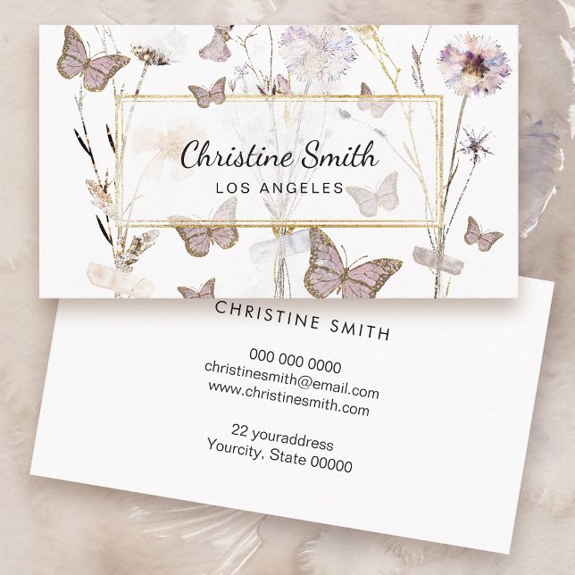 Tarjeta De Visita mariposas y flores secas (Subido por el creador)