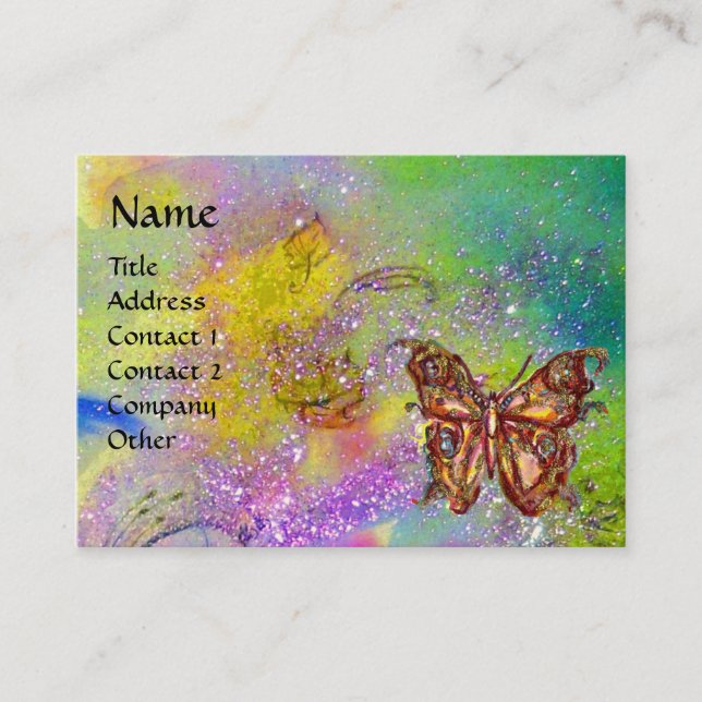 TARJETA DE VISITA MARIPOTOSA EN ROJO AMARILLO PURPLE VERDE (Anverso)