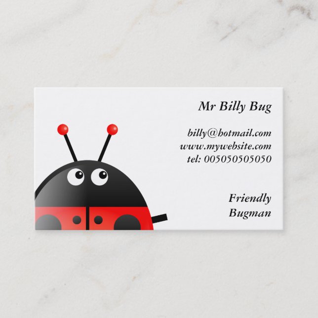 Tarjeta De Visita Mariquita roja, Sr. Billy Bug, (Anverso)