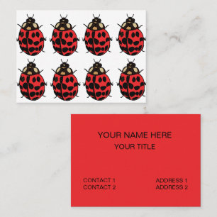 Tarjeta De Visita Mariquita Rojo Negro Insecto Mariquita