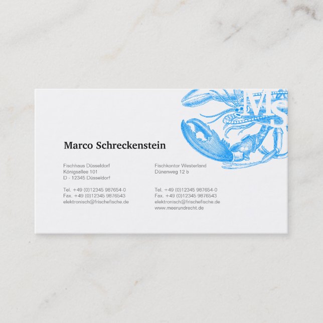 Tarjeta De Visita Mariscos (Anverso)