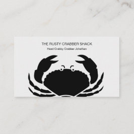 Tarjeta De Visita Mariscos Cangrejo Negro Blanco Simple Náutico