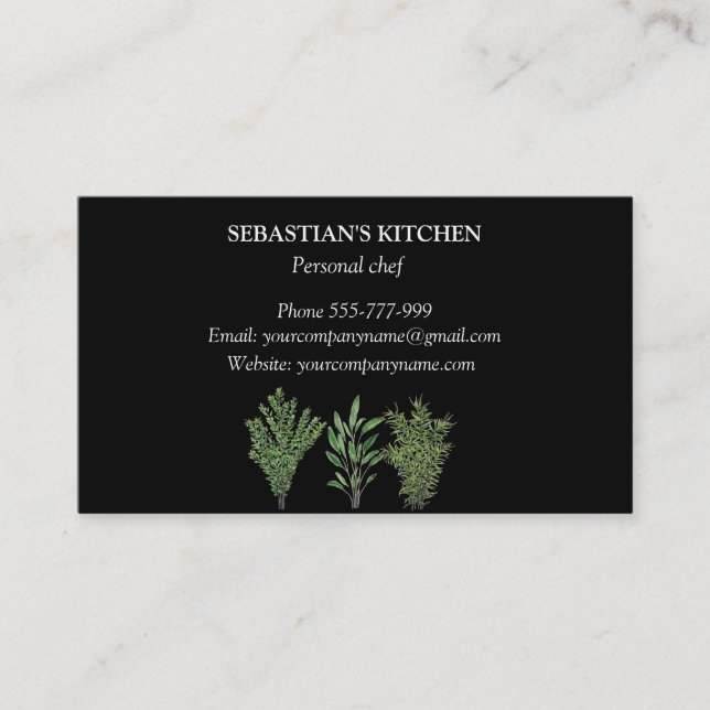 Tarjeta De Visita Mariscos de Rosemary Thyme Sage (Anverso)
