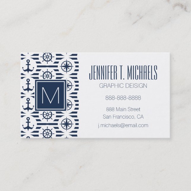 Tarjeta De Visita Marítimo en modelo azul (Anverso)