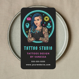 Tarjeta De Visita Marketing de estudio de tatuajes de artista de tat