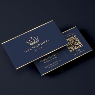Tarjeta De Visita Marketing de lujo marca Corona Azul Marino Oscuro