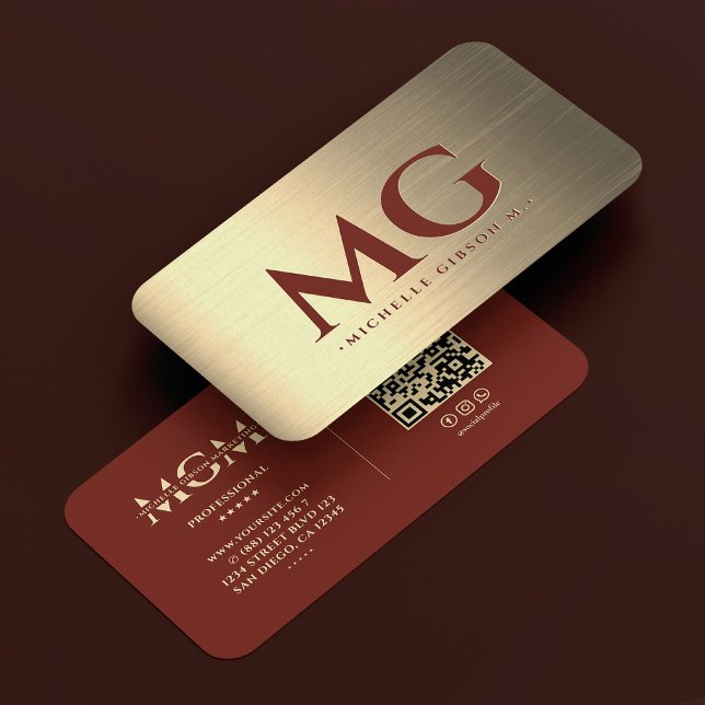 Tarjeta De Visita Marketing Monograma Elegante Terracota Gold Modern (Marketing Monogram Elegant Terracotta Gold Modern Business Card
)