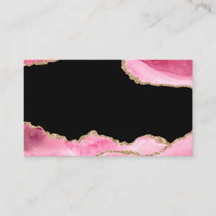 Tarjeta De Visita Mármol Ágata Rosa Brillante Dorado Elegante Lujo C