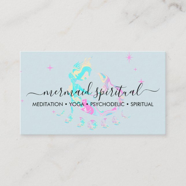Tarjeta De Visita Mármol azul Luna de sirena zodiaco espiritual (Anverso)
