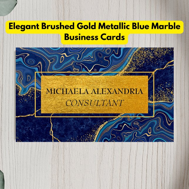 Tarjeta De Visita Mármol azul metálico de oro cepillado profesional (Subido por el creador)