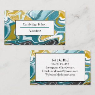 Tarjeta De Visita Mármol azul, negro y oro