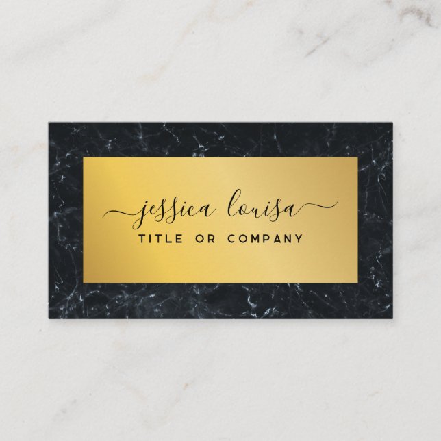 Tarjeta De Visita Mármol azul oscuro y oro (Anverso)