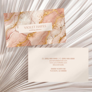 Tarjeta De Visita Mármol beige dorado rosa elegante moderno