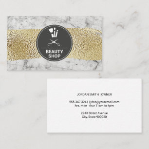 Tarjeta De Visita Mármol blanco   Cepillado de oro   Cepillos de maq