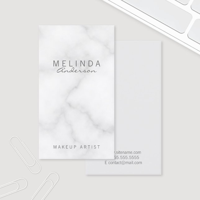 Tarjeta De Visita Mármol blanco elegante profesional (Subido por el creador)