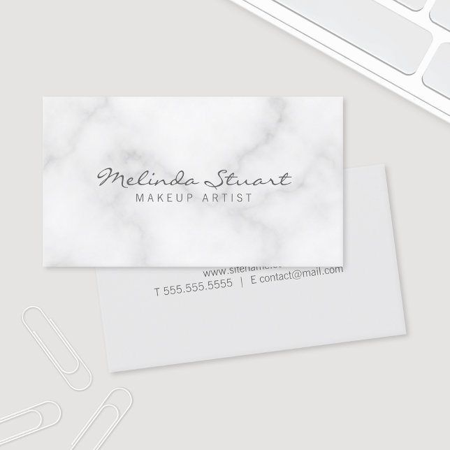 Tarjeta De Visita Mármol blanco elegante profesional (Subido por el creador)
