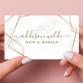 Tarjeta De Visita Mármol blanco geométrico de oro Resumen simple mod