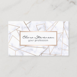 Tarjeta De Visita mármol blanco geométrico del oro color de rosa