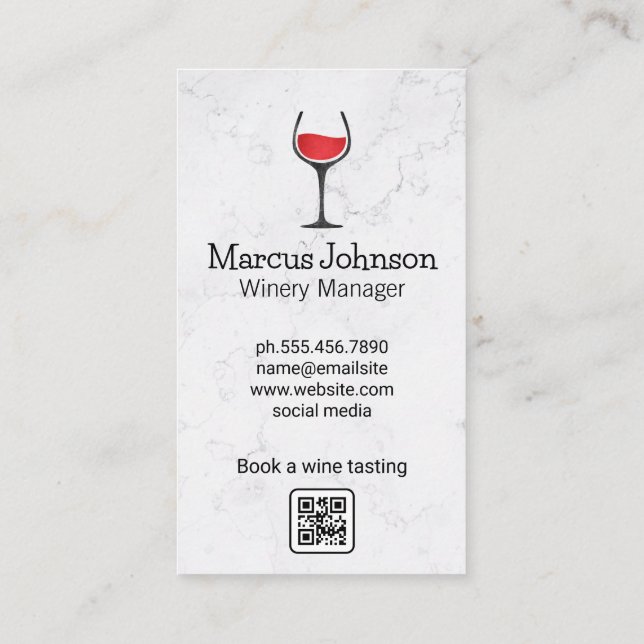 Tarjeta De Visita Mármol blanco | Logo de Vidrio | Prueba de código  (Reverso)