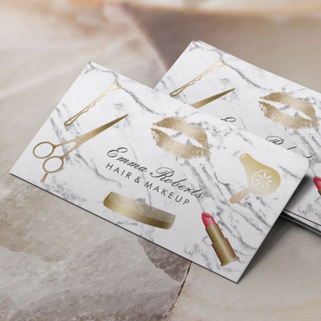 Tarjeta De Visita Mármol Blanco Moderno de estilo Hair Artist (Subido por el creador)