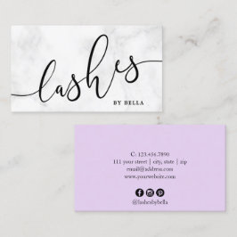 Tarjeta De Visita Mármol blanco moderno mínimo y azotes violetas