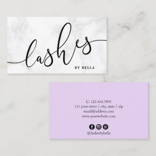 Tarjeta De Visita Mármol blanco moderno mínimo y azotes violetas