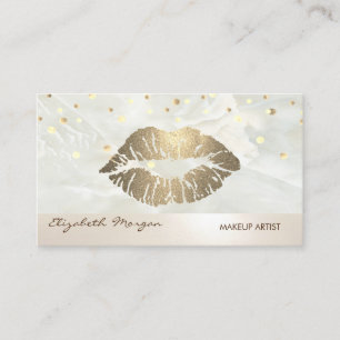 Tarjeta De Visita Mármol Blanco Moderno y Elegante ,Confeti,Labios