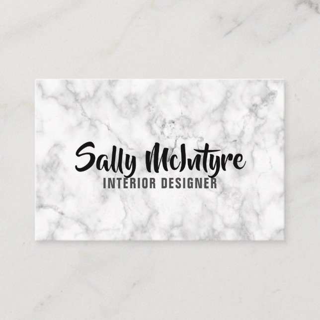 Tarjeta De Visita "Mármol blanco" personalizado (Reino Unido/Euro) (Anverso)