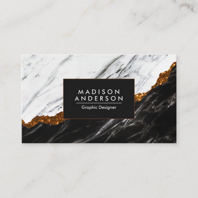 Tarjeta De Visita Mármol blanco y negro (Anverso)