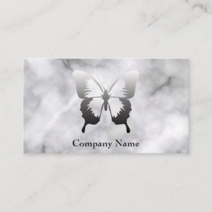 Tarjeta De Visita Mármol blanco y negro elegante mariposa