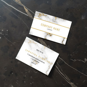 Tarjeta De Visita Mármol blanco y oro minimalista