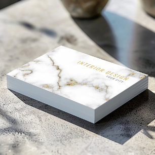Tarjeta De Visita Mármol blanco y oro moderno profesional