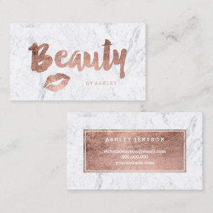 Tarjeta De Visita Mármol color de rosa moderno de la tipografía del