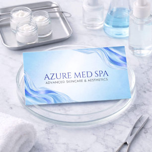 Tarjeta De Visita Mármol de Ágata Azul Hielo Moderno Spa Médico Metá