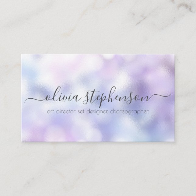 Tarjeta De Visita Mármol de Bokeh Lila Violeta y Azul (Anverso)