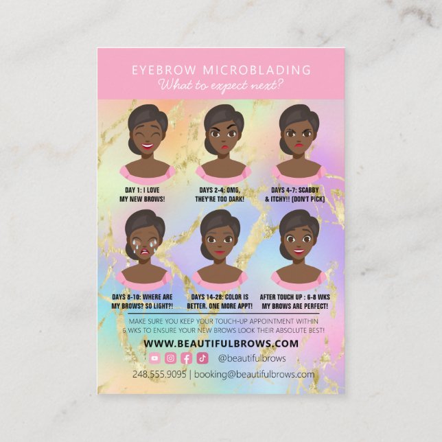 Tarjeta De Visita Mármol de citas y atención posterior al microbland (Reverso)