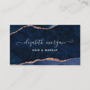 Tarjeta De Visita Mármol de color de agua geode color azul Rosa dora